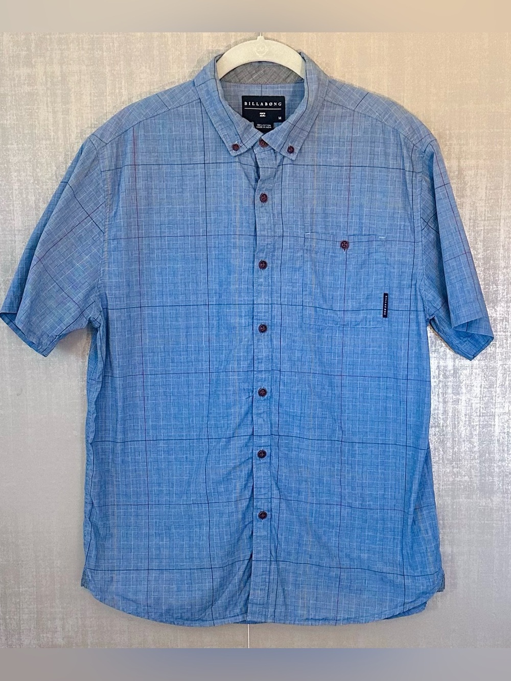 Billabong Men's Casual Blue Plaid Shirt